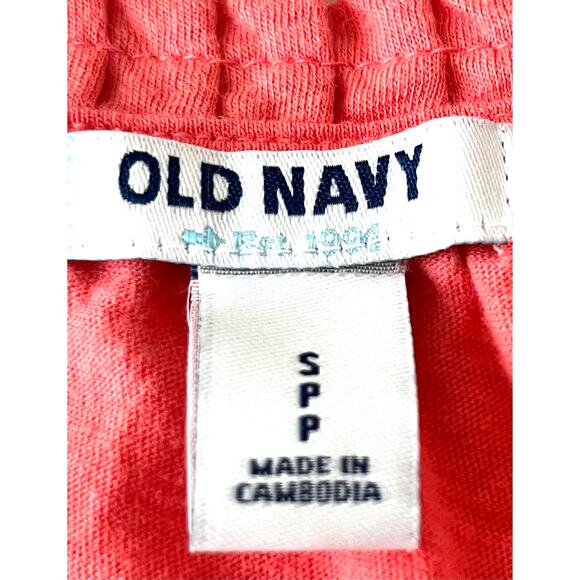 OLD NAVY V-NECK TANK TOP, SP, PEACH, FRONT TIE, NECK RUFFLES, ELASTIC WAIST - Picture 7 of 9